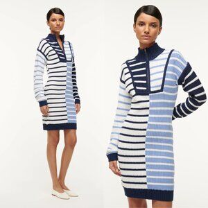 NWT Staud Hampton Mini Sweater Dress Knitted Adriatic Stripe Sz Small